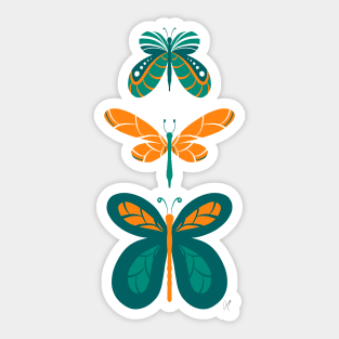 Butterflies Orange & Green Sticker